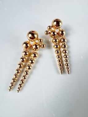 Zara Gold Ball Bead Statement Drop Earrings